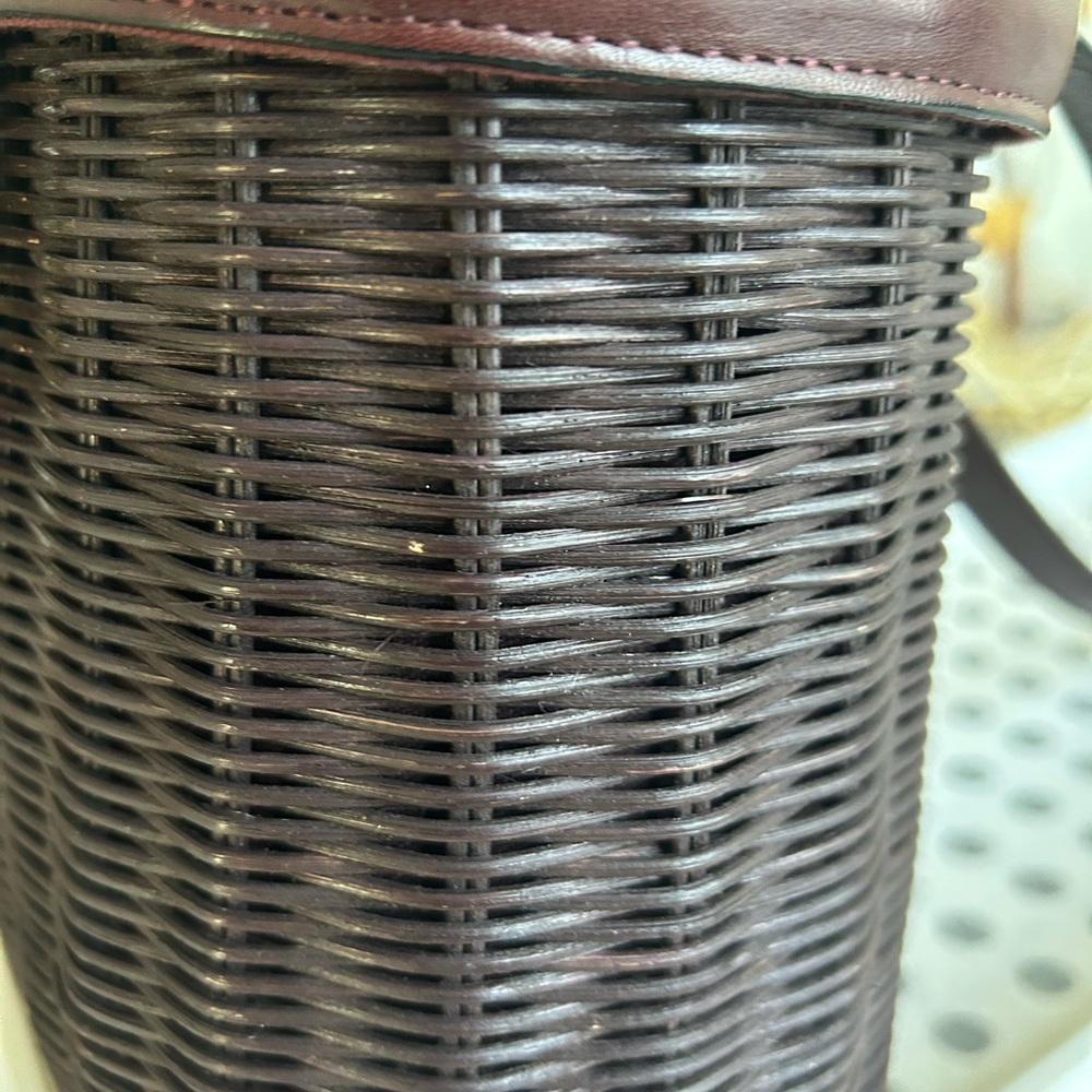 Etienne Aigner Maroon Leather and Wicker Bag Vintage - Picture 11 of 14